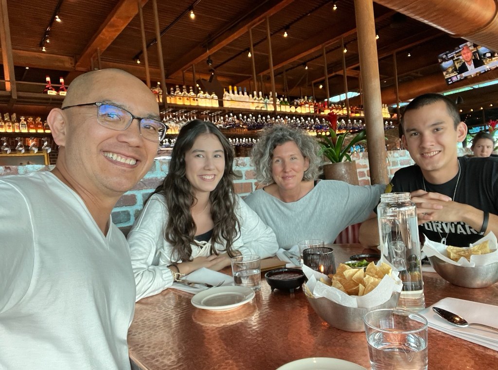 Selfie by Mike at a Restaurant with his Family